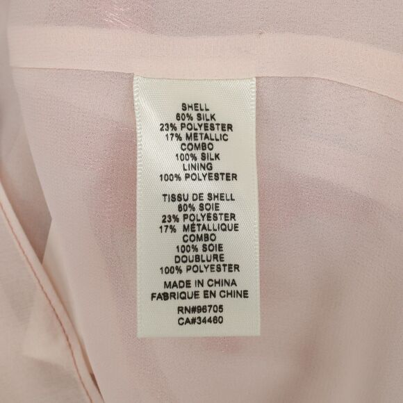 Rebecca Taylor Top Womens XL Pink Metallic Floral Blouse Silk Blend Lined New - Picture 11 of 13